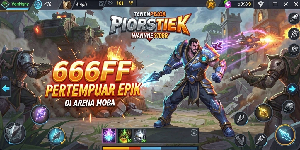 Tangkapan layar utama dari gameplay epik dalam 666FF MOBA.