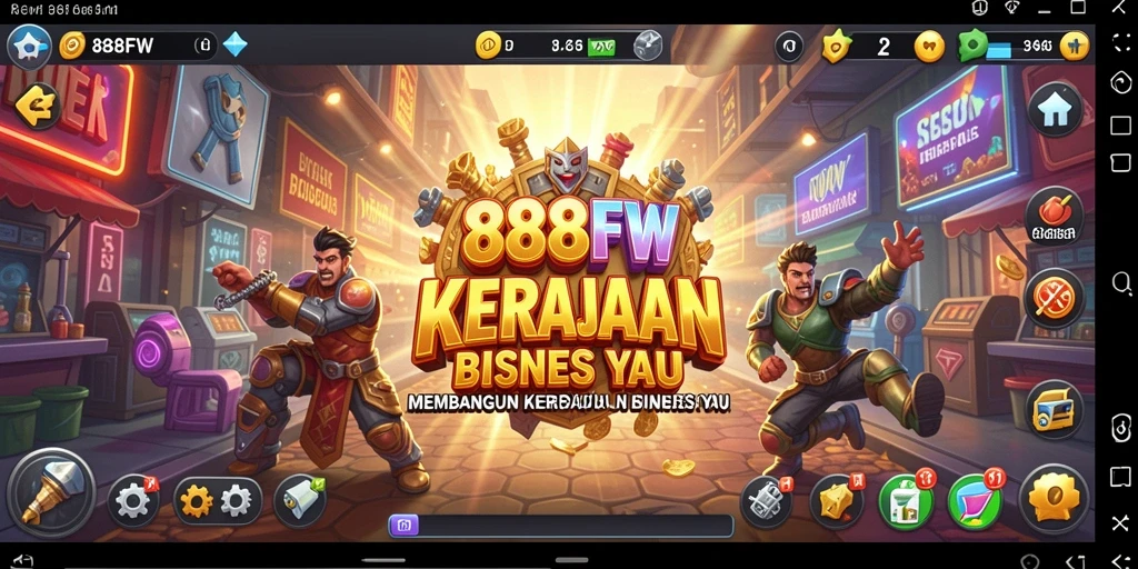 Tampilan gameplay 888FW dengan grafis menarik dan manajemen bisnis.