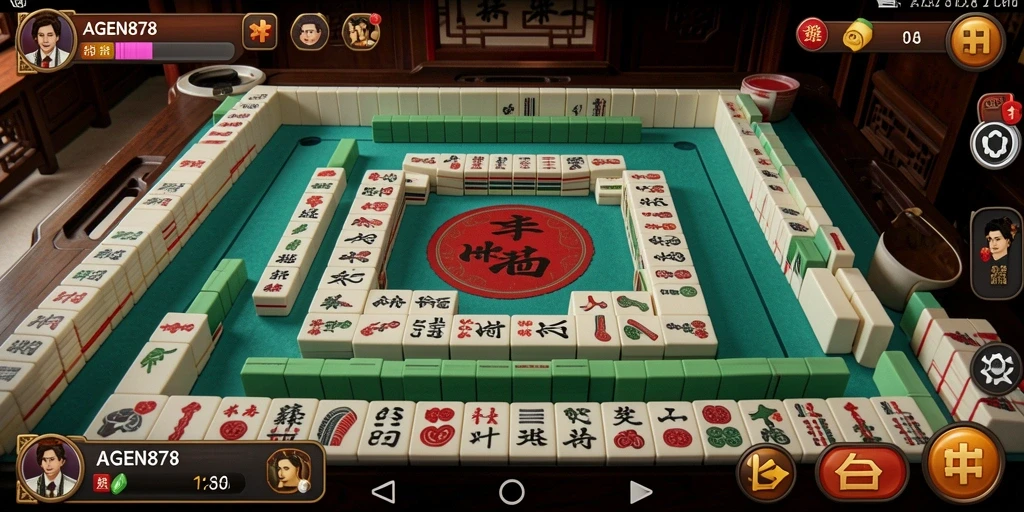 Screenshot AGEN878 menampilkan permainan Mahjong yang menantang dan seru.
