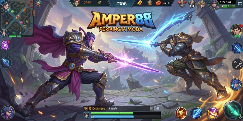 Tampilan menarik dari gameplay AMPER88 dalam aksi MOBA.