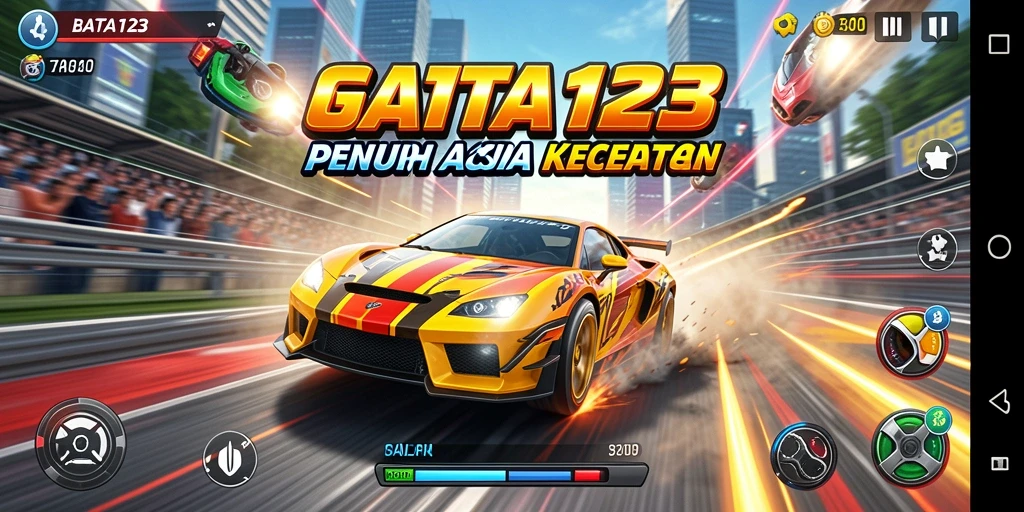 Tangkapan layar BATA123 menunjukkan aksi balapan yang mendebarkan dengan mobil yang kencang.