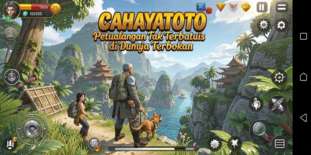 Screenshot gameplay CAHAYATOTO yang menampilkan eksplorasi dunia terbuka.