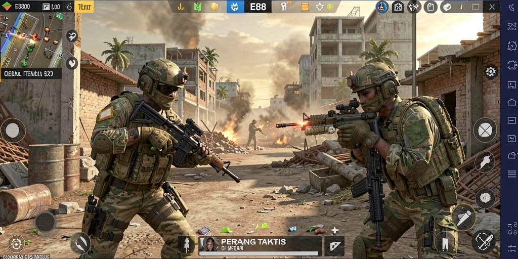 Tampilan dinamis dan aksi mendebarkan dalam game TPS E88.