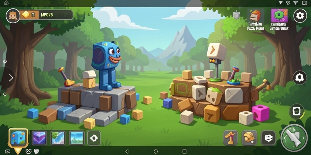 Tangkapan layar utama MPO76 menampilkan gameplay puzzle yang mendebarkan.