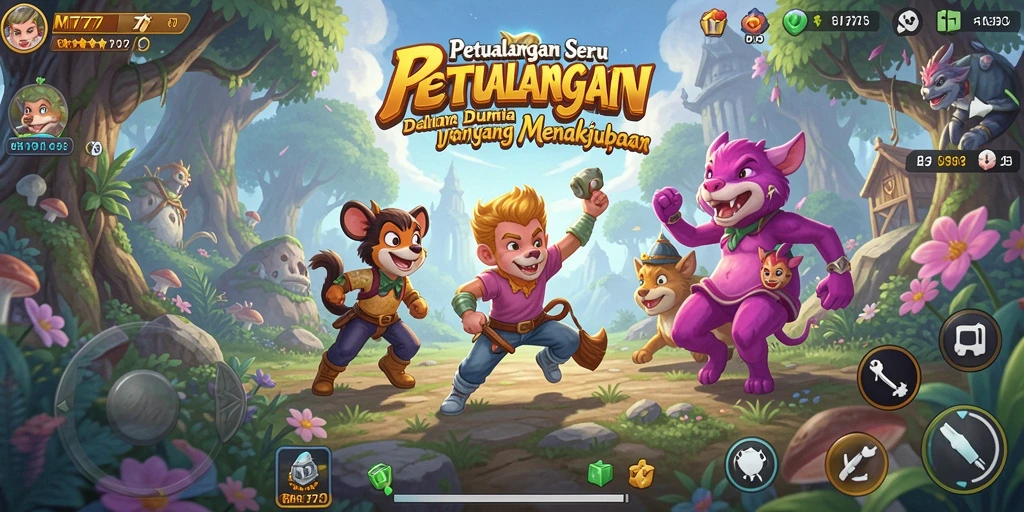 Tangkapan layar gameplay yang menampilkan aksi seru dalam petualangan MT777.
