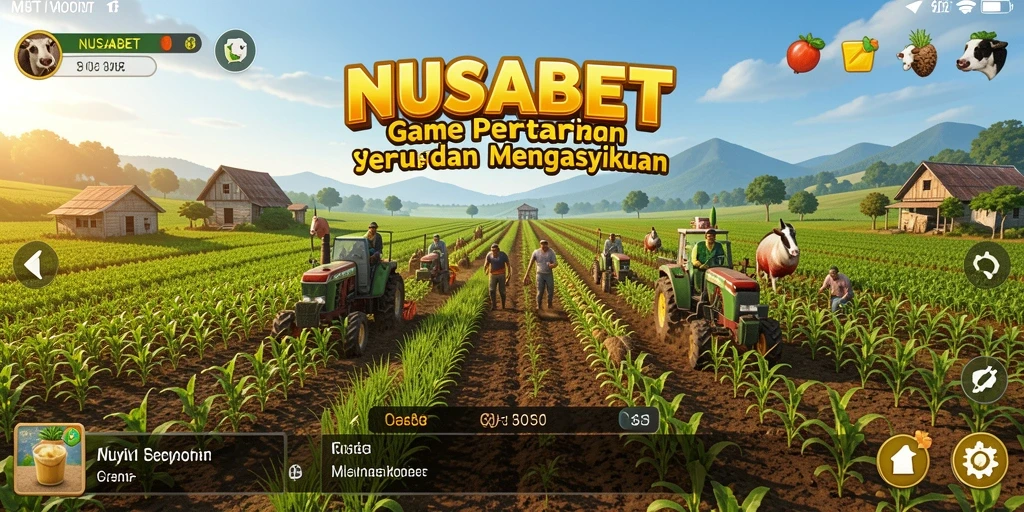 Screenshot gameplay NUSABET yang menampilkan aktivitas pertanian yang seru.