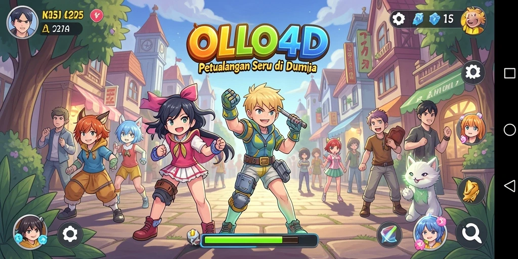 Screenshot OLLO4D menampilkan karakter anime dalam pertempuran seru.