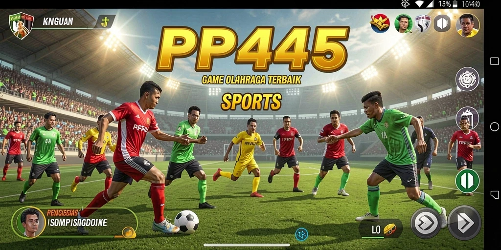 Tampilan gameplay seru dari PP444 yang menonjolkan aksi olahraga.