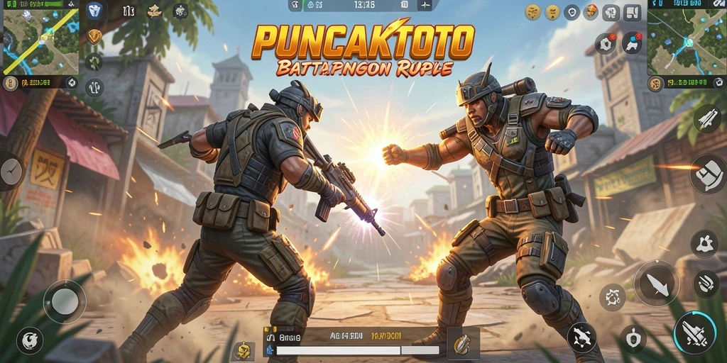 Screenshot PUNCAKTOTO menampilkan pertarungan seru di tengah pertempuran.