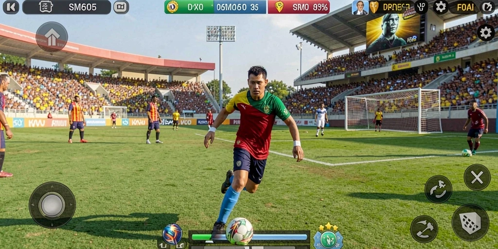 Tangkapan layar dari gameplay SM605 yang menampilkan aksi seru olahraga.