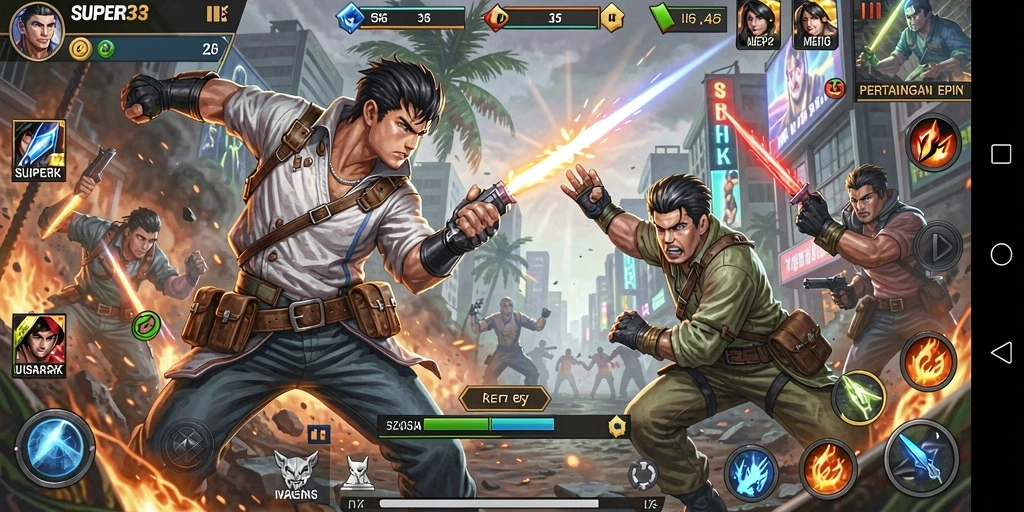 Gameplay menarik dengan pertarungan yang mendebarkan.