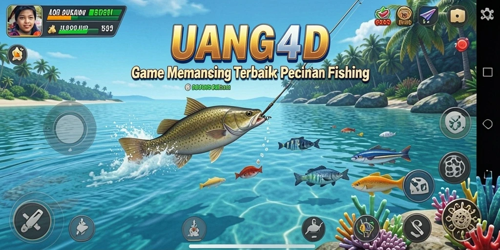 Tampilan gameplay UANG4D yang menegangkan dengan ikan besar yang menarik.